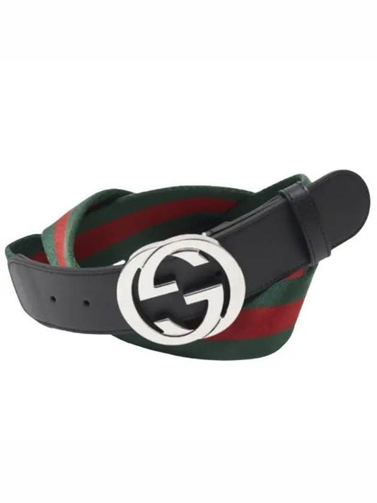 Interlocking G Buckle Web Belt Green - GUCCI - BALAAN 2