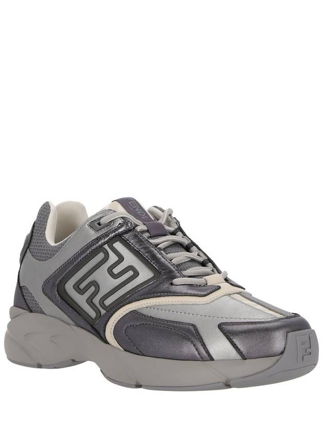 Faster Trainer Low Top Sneakers Grey - FENDI - BALAAN 4