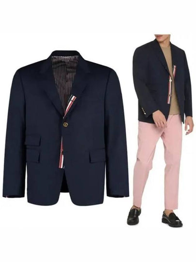 Typewriter Cloth Grosgrain Placket Sport Jacket Navy - THOM BROWNE - BALAAN 2