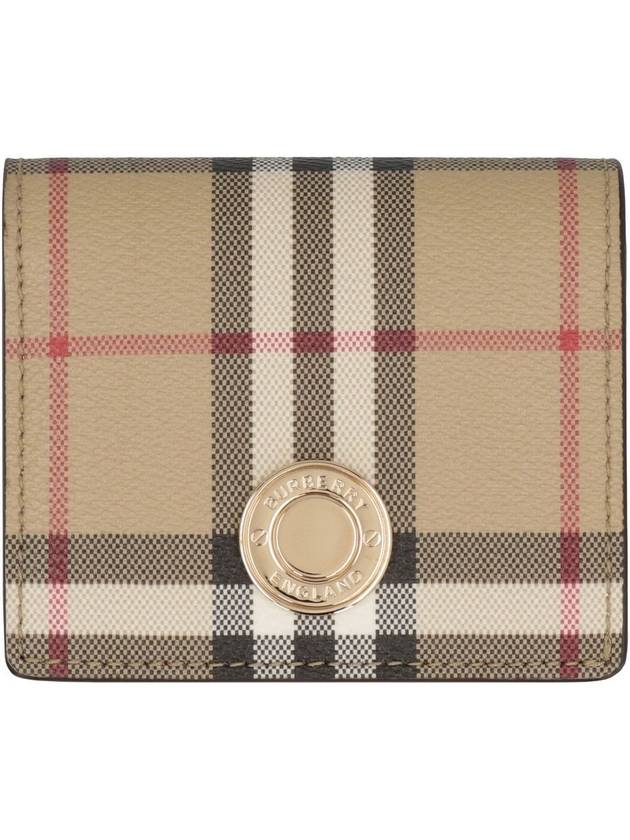 Engraved Logo Check Half Wallet Archive Beige - BURBERRY - BALAAN 3