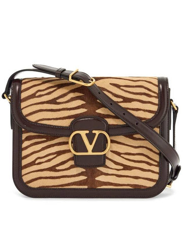 beige and dark brown striped leather shoulder bag - VALENTINO - BALAAN 1