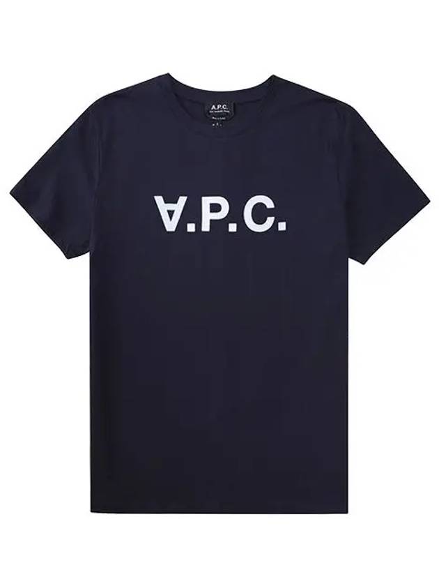 VPC Logo Organic Cotton Short Sleeve T-Shirt Navy - A.P.C. - BALAAN 3