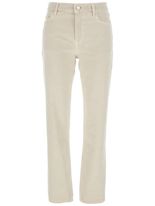 White Jeans With Belt Loops And Logo Patch On The Rear In Denim Woman - TOTEME - BALAAN 1