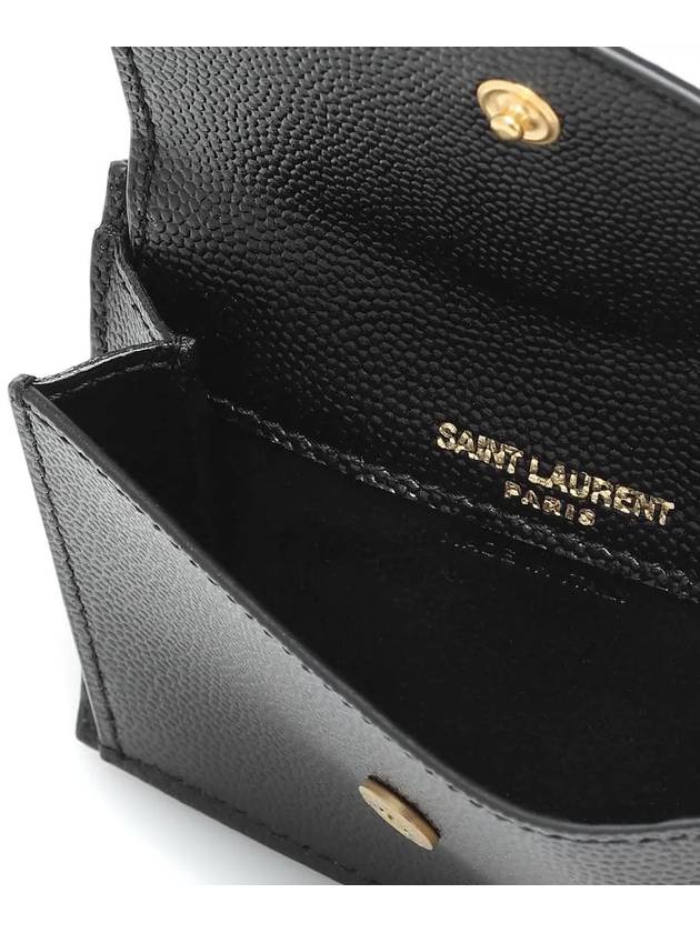 Uptown Grain De Poudre Embossed Leather Flap Card Case Black - SAINT LAURENT - BALAAN 9