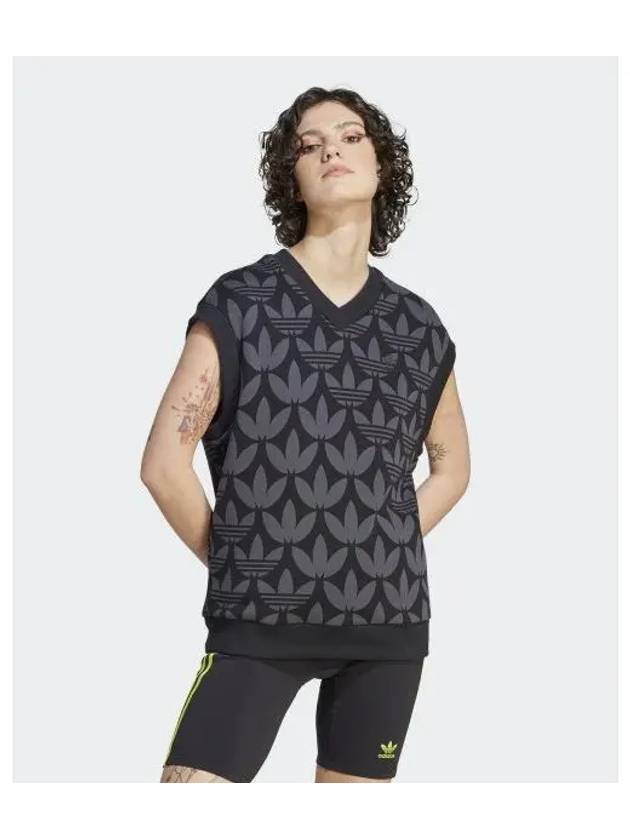 Monogram Trefoil Knit Vest Black - ADIDAS - BALAAN 2