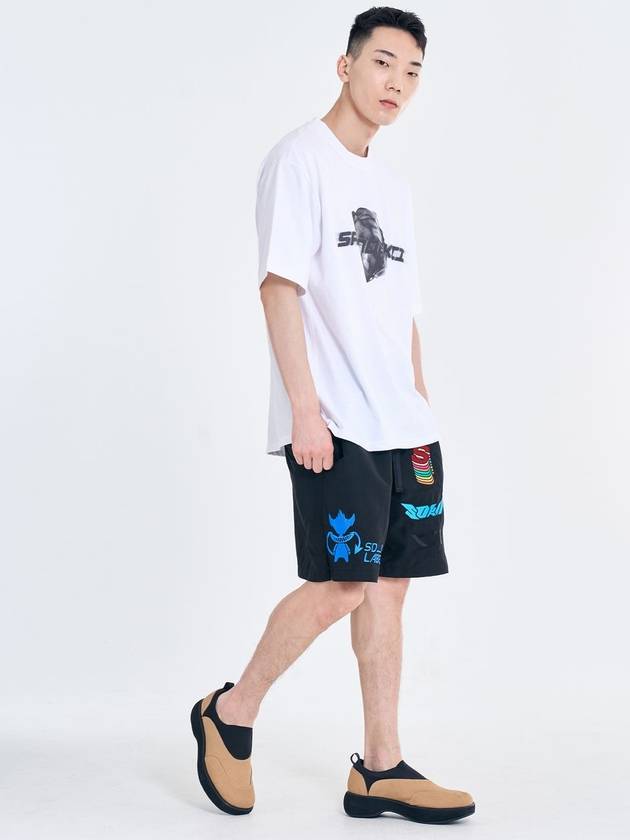 Salon de Key Unisex Concept Logo Embroidered Nylon Peach Shorts Black SDKIISD240514SH002 - SALONDEKII SDLABEL - BALAAN 5