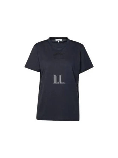 Relaxed O-Neck Short Sleeve T-Shirt Navy - GANNI - BALAAN 2