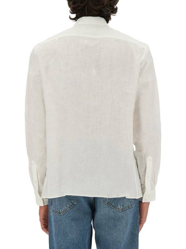 Logo Patch Linen Long Sleeve Shirt White - LACOSTE - BALAAN 4