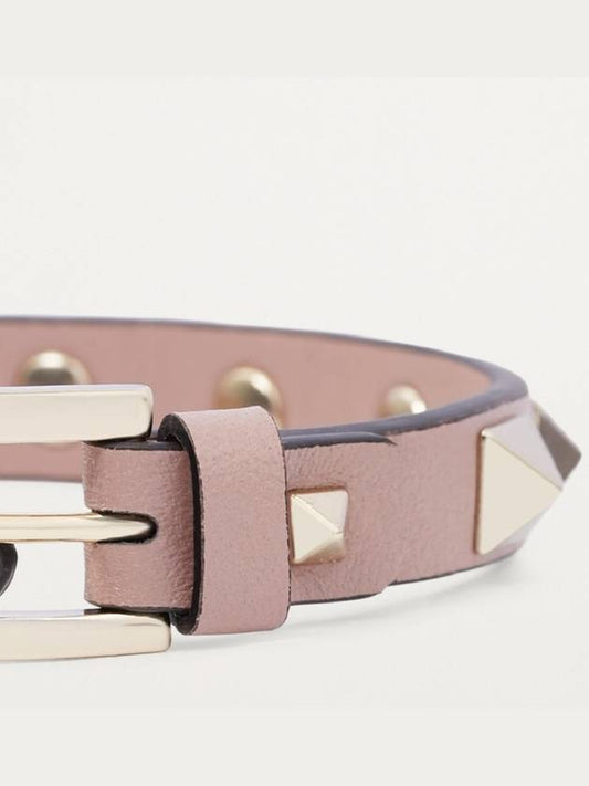 Women s Rockstud Logo Strap Light Pink Bracelet 2W2J0255VIT - VALENTINO - BALAAN 1