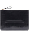 Crocodile Embossed Clutch Bag Black - TOM FORD - BALAAN 3