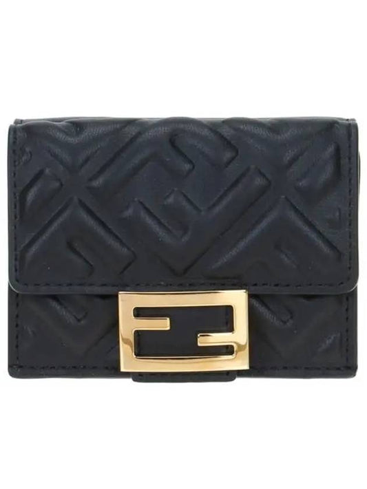 FF Baguette Flap Card Half Wallet Black - FENDI - BALAAN 2