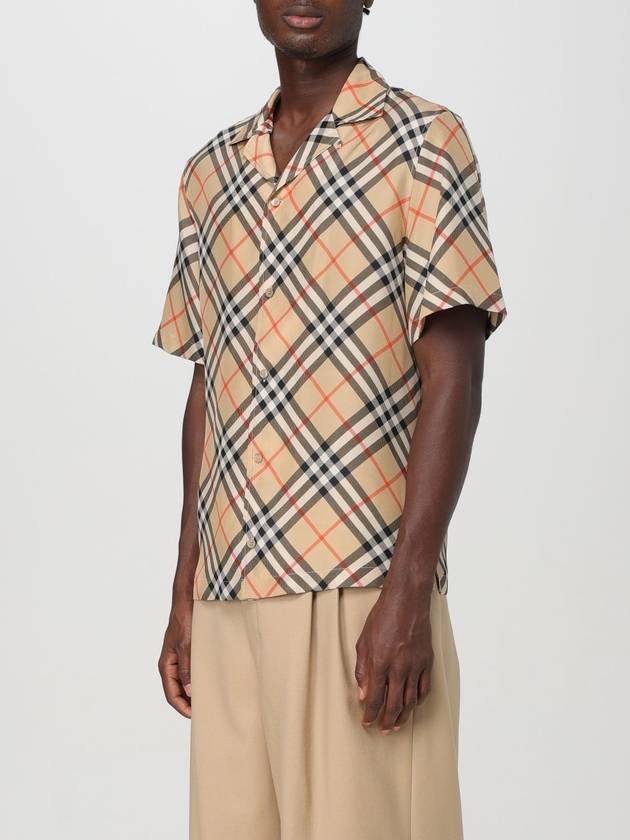 Check Oversized Silk Short Sleeve Shirt Sand - BURBERRY - BALAAN 5