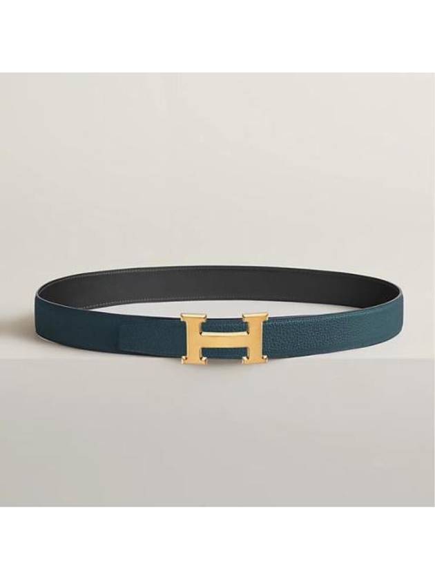 H Buckle Reversible 32mm Leather Belt Noir Blue - HERMES - BALAAN 3