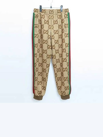 715192 Beige Web Jumbo GG Pattern Jogging Pants Men s Trousers - GUCCI - BALAAN 1