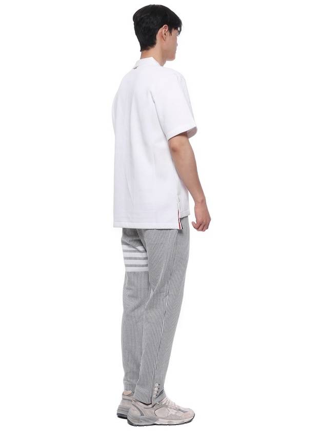 Seersucker Loopback 4 Button Vent Straight Pants Light Grey - THOM BROWNE - BALAAN 7