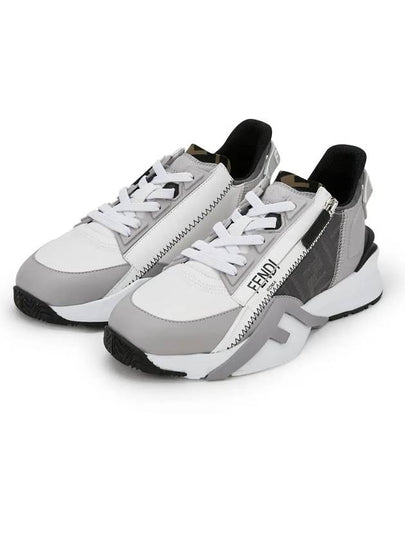 Flow FF Logo Low Top Sneakers Grey - FENDI - BALAAN 2