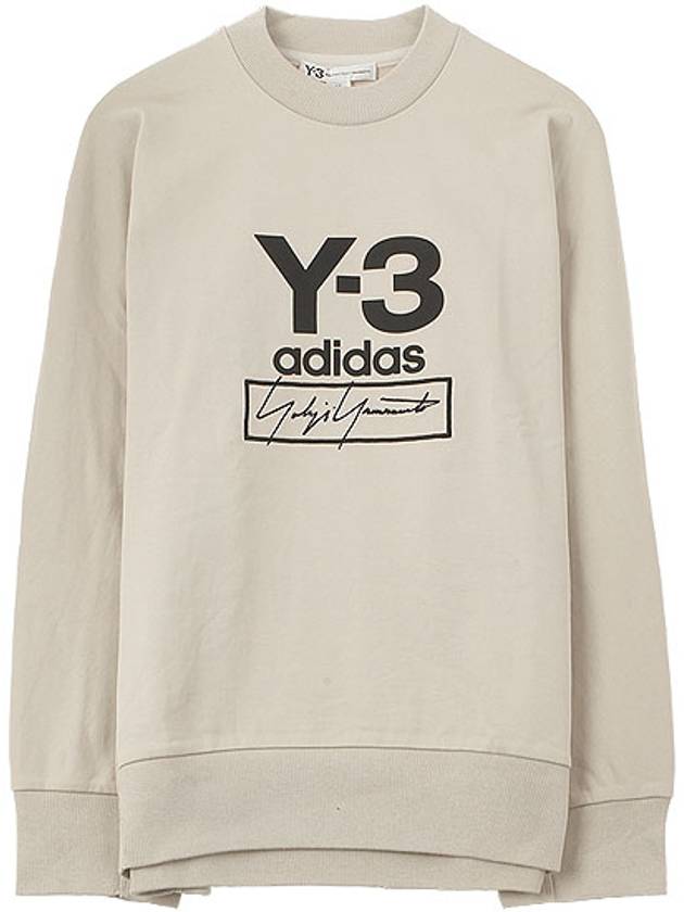 Y3 19FW FJ0433 Chest logo crew neck sweatshirt Ivory men's sweatshirt TJ - Y-3 - BALAAN 1