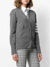 Cotton 4-Bar Milano Classic V-Neck Cardigan Medium Grey - THOM BROWNE - BALAAN 4