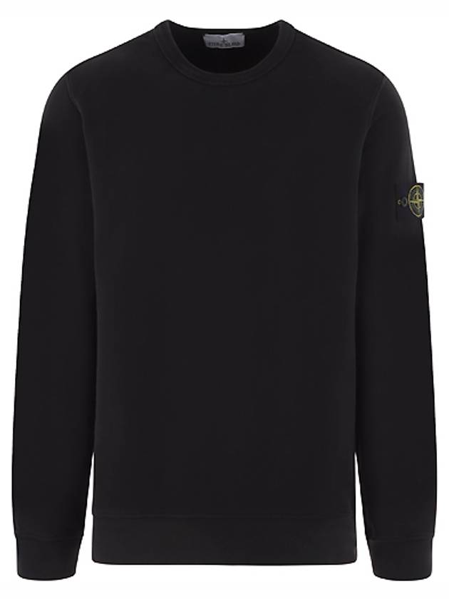 Brushed Cotton Fleece Garment Dyed Crewneck Sweatshirt Black - STONE ISLAND - BALAAN 2