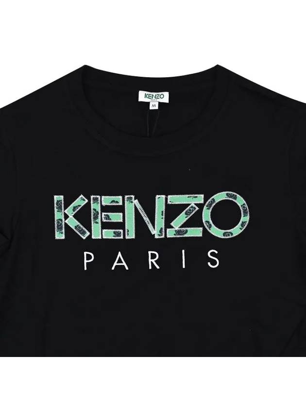 Green logo printing logo short sleeve t-shirt black - KENZO - BALAAN 8