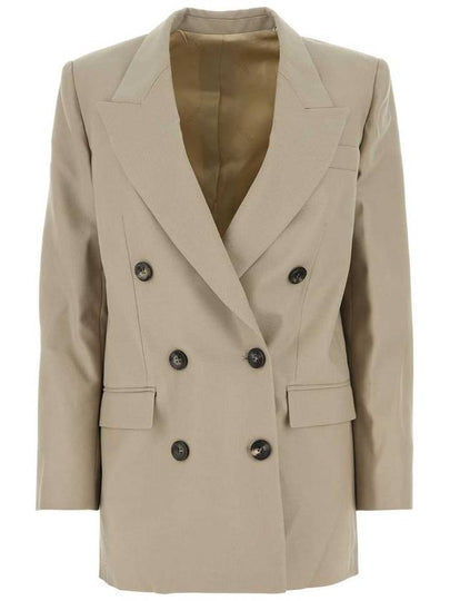 Nevimea Double Breasted Virgin Wool Blazer Jacket Beige - ISABEL MARANT - BALAAN 2