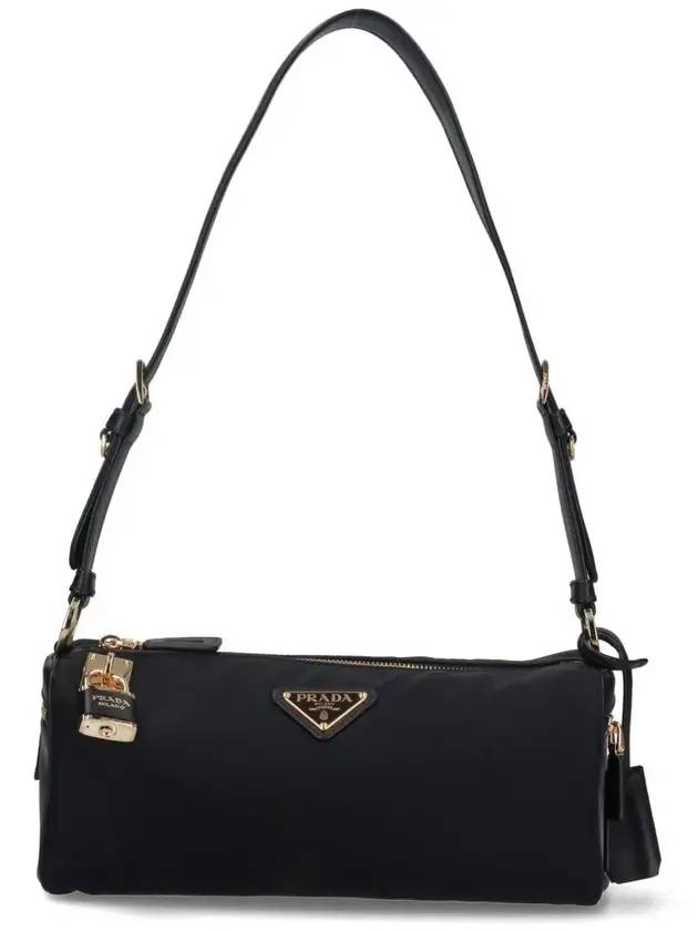 Medium Re-Nylon Leather Shoulder Bag Black - PRADA - BALAAN 1