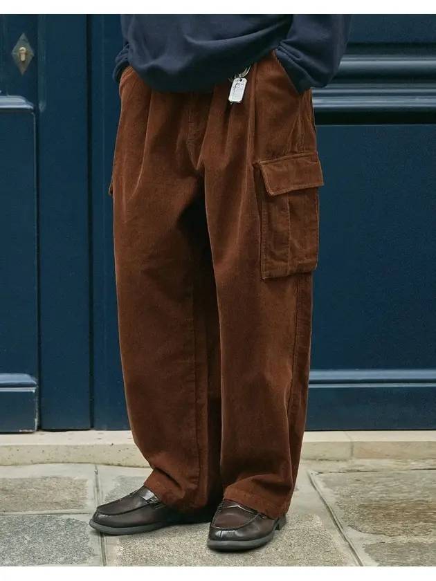 Corduroy Cargo Wide Pants Brown - FLUKE - BALAAN 1