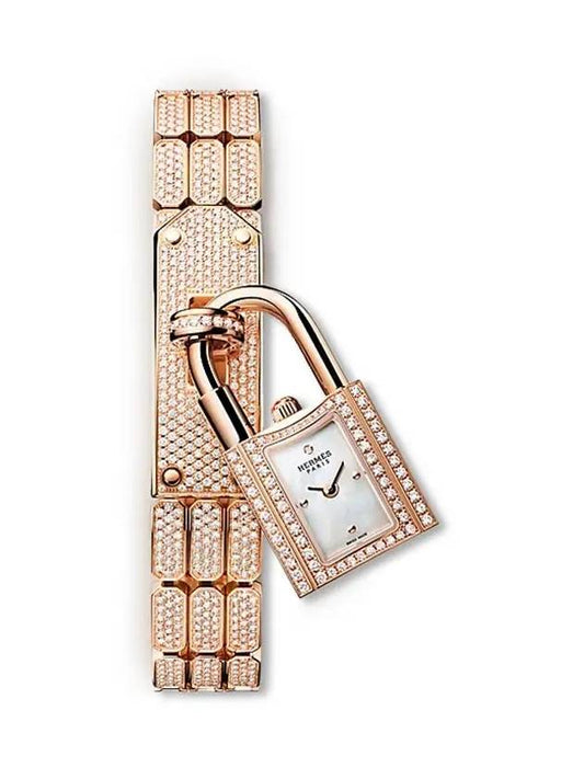 Full Diamond Kelly Mini Watch Rose Gold 16MM W056853WW00 - HERMES - BALAAN 1