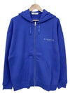 Logo Backprint Hoodie Zip-Up Blue - GIVENCHY - BALAAN.