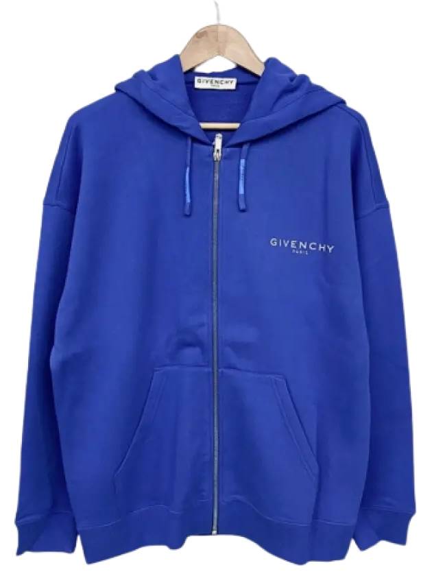 Logo Backprint Hoodie Zip-Up Blue - GIVENCHY - BALAAN 3