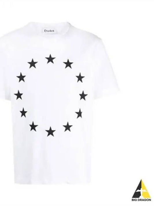 Etudes Studio Star Print Short Sleeve White Black C00ME102 - ETUDES - BALAAN 1