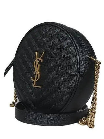 610436 YSL gold logo black caviar chevron camera cross bag - SAINT LAURENT - BALAAN 2