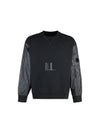 Diagonal Raised Fleece Mixed Quilted Crew Neck Sweatshirt Black - CP COMPANY - BALAAN 2