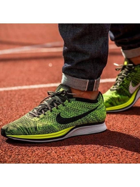 Fly Knit Racer Low Top Sneakers Green Black - NIKE - BALAAN.