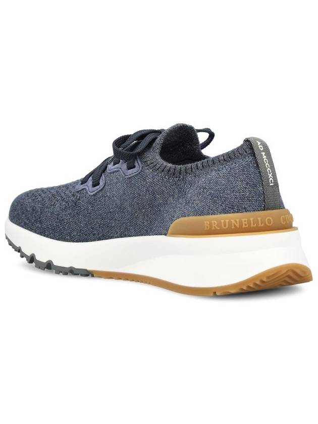 Stretch Knit Low Top Sneakers Blue - BRUNELLO CUCINELLI - BALAAN 4