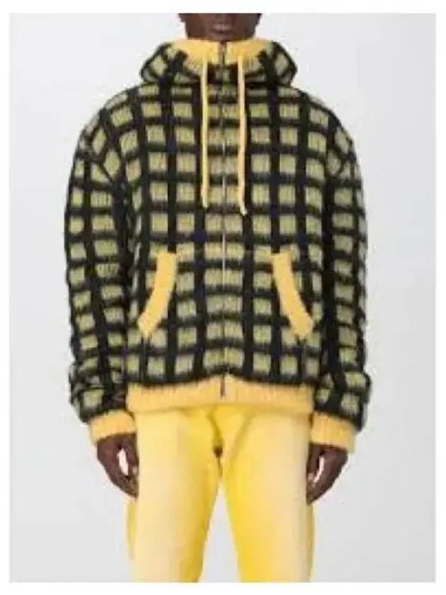 Check Mohair Hooded Jacket Yellow - MARNI - BALAAN 2