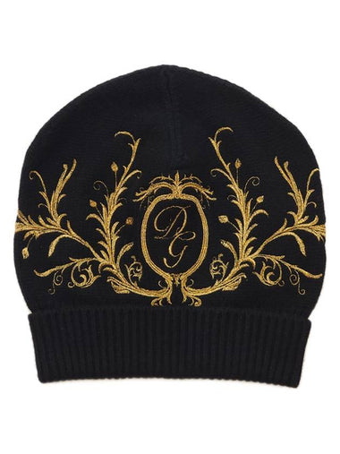 Women s Gold Embroidery Beanie Black - DOLCE&GABBANA - BALAAN 1