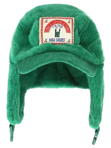 Kids Furry Chapka Hat Green - BOBO CHOSES - BALAAN 1