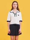 Collar neck color combination short sleeve T-shirt MK3SP090IVO - P_LABEL - BALAAN 2