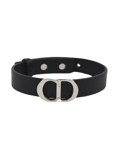 Silver CD Icon Leather Bracelet Black - DIOR - BALAAN 2