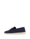 Triangle Logo Suede Loafers Navy - PRADA - BALAAN 4