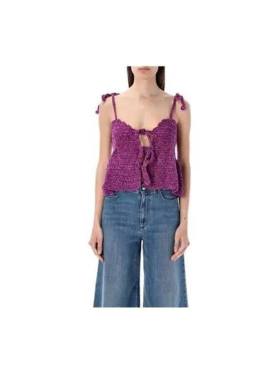 Crochet Velvet Peplum Sleeveless Purple - GANNI - BALAAN 2