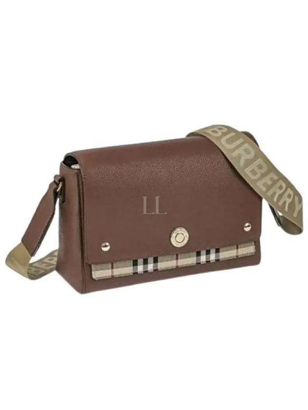 Leather and Vintage Check Note Crossbody Bag Tan - BURBERRY - BALAAN 2