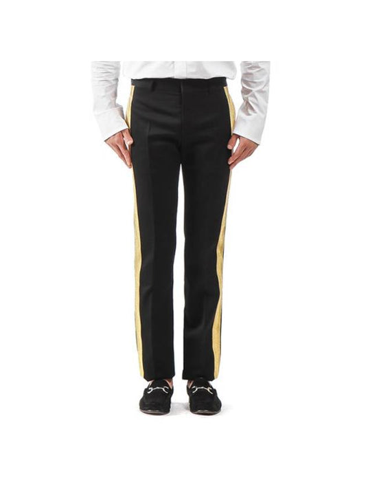 Men's Leg Straight Pants Black Yellow - ALEXANDER MCQUEEN - BALAAN.