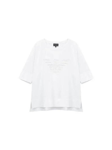 Women s Crystal Eagle Logo T Shirt White - EMPORIO ARMANI - BALAAN 1