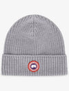 Logo Arctic Disc Rib Beanie Heather Grey - CANADA GOOSE - BALAAN 3