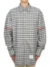 Prince of Wales Armband Oversized Long Sleeve Shirt Medium Grey - THOM BROWNE - BALAAN 2