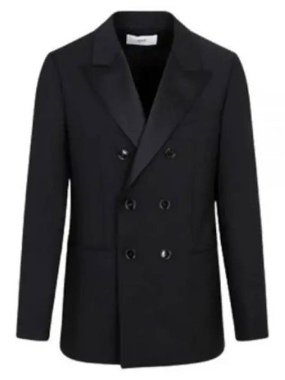 Double Breasted Smoking Jacket Black - AMI - BALAAN 2