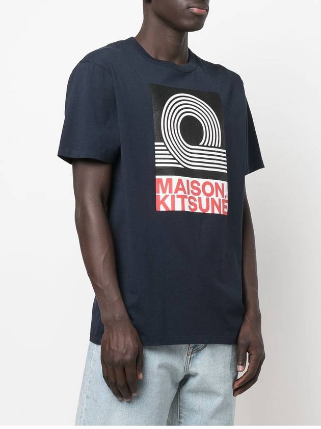 Black Anthony Burrill Logo Classic Cotton Short Sleeve T-Shirt Navy - MAISON KITSUNE - BALAAN 5