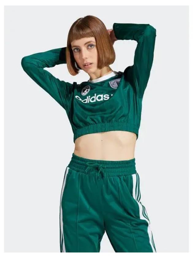 Logo Cropped Long Sleeve T-Shirt Green - ADIDAS - BALAAN 2